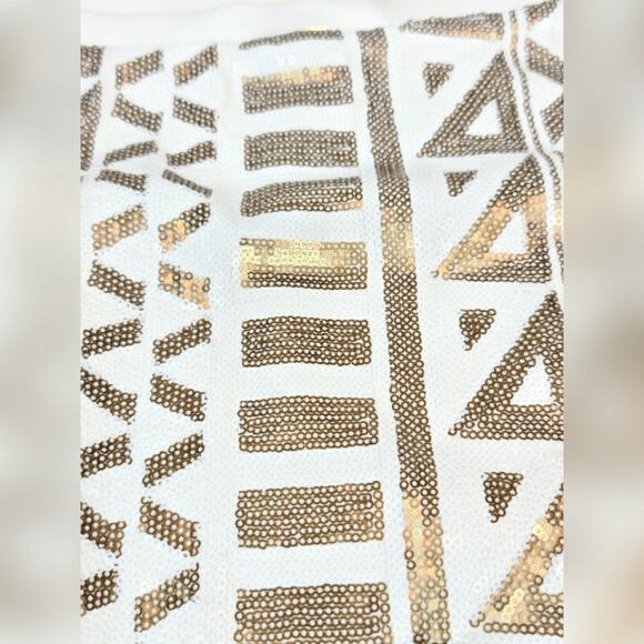 Tart White/Gold Shreya Sequin Skirt SZ L - Picture 3 of 4